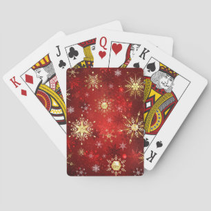 Jul Golden Snöflingor på Röda bakgrunden Casinokort
