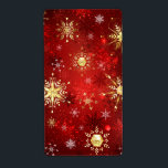 Jul Golden Snöflingor på Röda bakgrunden Fraktsedel<br><div class="desc">Röd julbakgrund med guld och vitt smycke snöflingor. Golden snöflingor.</div>