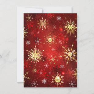 Jul Golden Snöflingor på Röda bakgrunden Inbjudningar