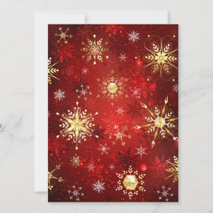 Jul Golden Snöflingor på Röda bakgrunden Inbjudningar