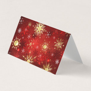 Jul Golden Snöflingor på Röda bakgrunden Kort