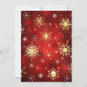 Jul Golden Snöflingor på Röda bakgrunden Magnetisk Inbjudningskort