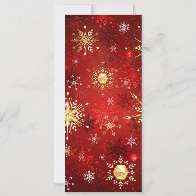 Jul Golden Snöflingor på Röda bakgrunden Meddelande (Framsida)