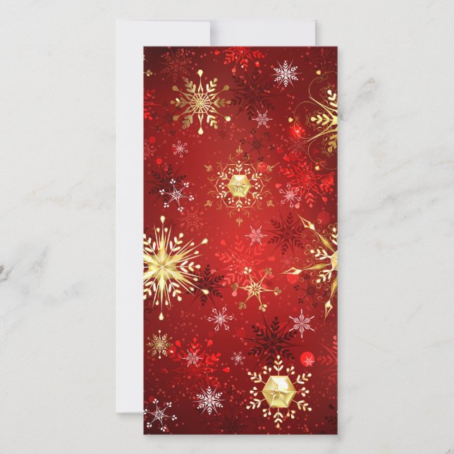 Jul Golden Snöflingor på Röda bakgrunden Meddelande (Framsida)