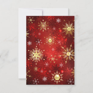 Jul Golden Snöflingor på Röda bakgrunden OSA Kort