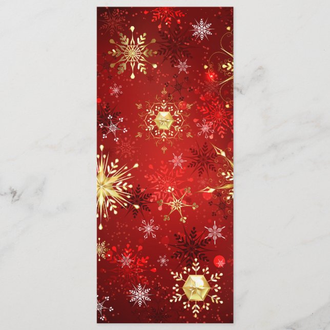 Jul Golden Snöflingor på Röda bakgrunden Rådkort (Framsida)