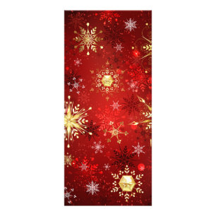 Jul Golden Snöflingor på Röda bakgrunden Reklamkort