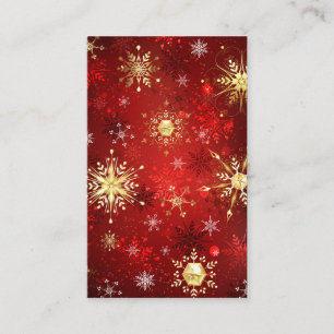 Jul Golden Snöflingor på Röda bakgrunden Visitkort