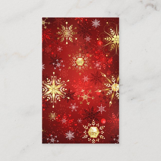 Jul Golden Snöflingor på Röda bakgrunden Visitkort (Framsida)