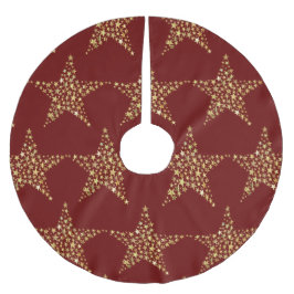 Jul Golden Stars Red Marron Julgransmatta Borstad Polyester