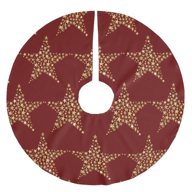 Jul Golden Stars Red Marron Julgransmatta Borstad Polyester (Framsidan)
