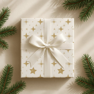 Jul Golden Stars Wrapping Papper Presentpapper