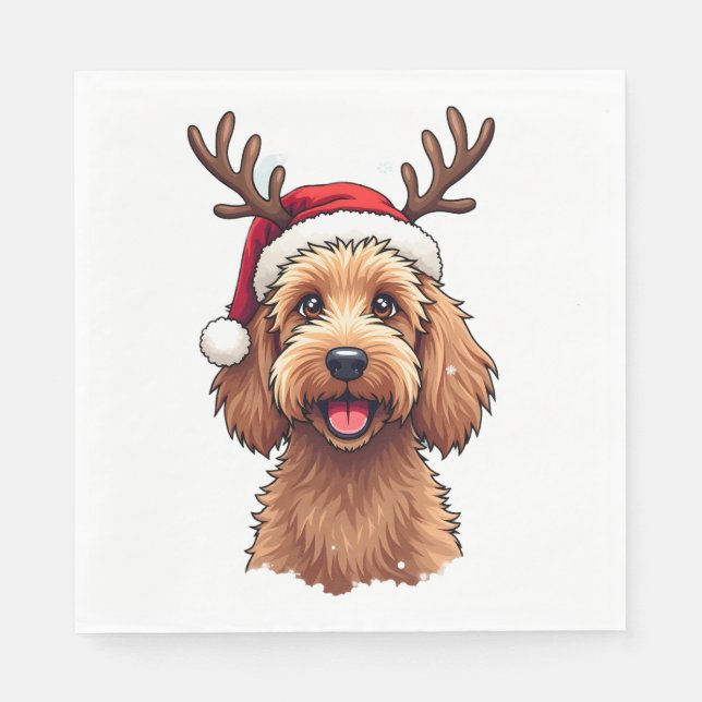 Jul Goldendoodle Hund Ren Jul Doodle Pappersservett (Framsidan)