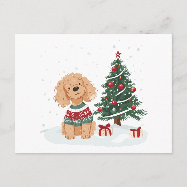 Jul Goldendoodle Hund Vykort (Framsida)