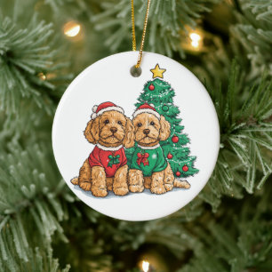 Jul Goldendoodle Hundar Julgransprydnad Keramik