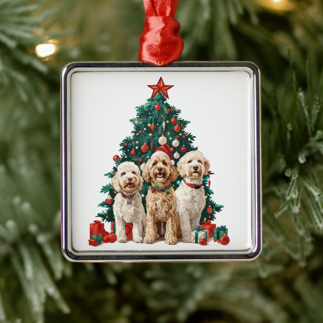 Jul Goldendoodle Hundar Julgransprydnad Metall (Träd)