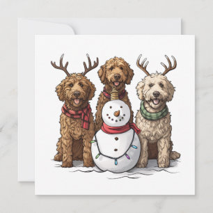 Jul Goldendoodle Hundar Julkort