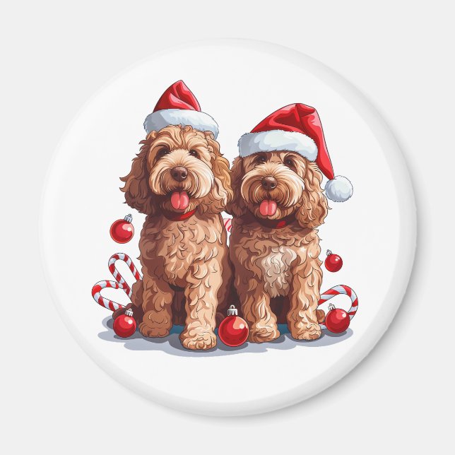 Jul Goldendoodle Hundar Magnet (Framsidan)