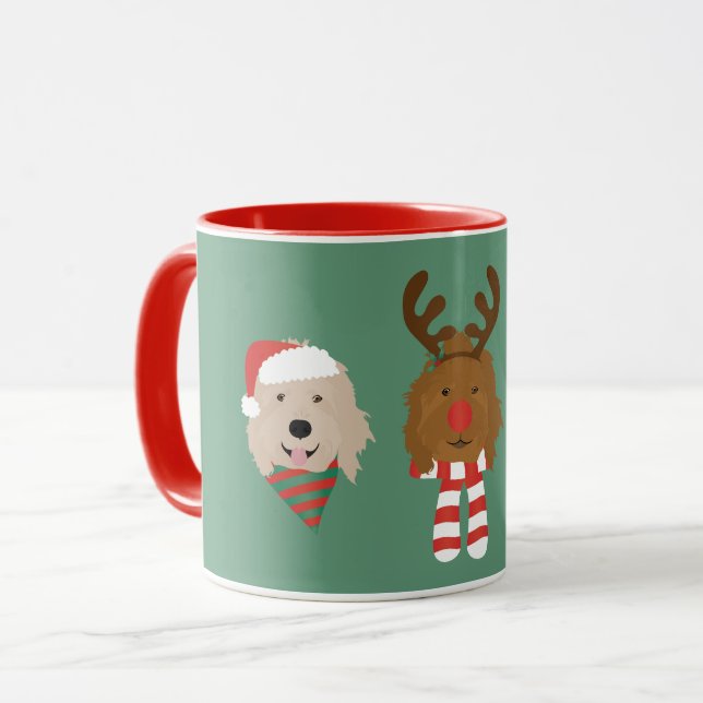 Jul Goldendoodle Hundar Mugg (Framsida vänster)