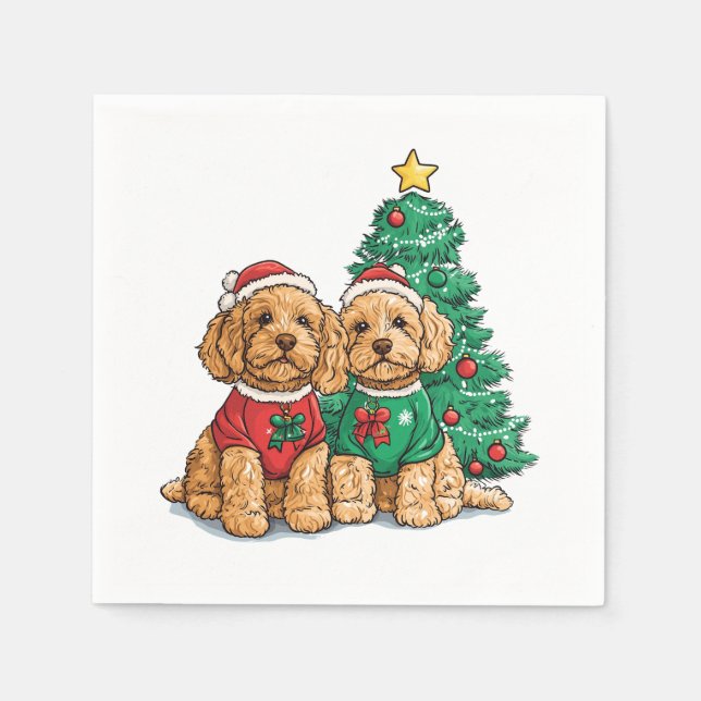 Jul Goldendoodle Hundar Pappersservett (Framsidan)