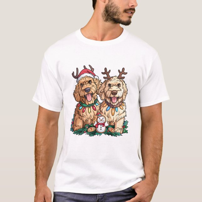 Jul Goldendoodle Hundar T Shirt (Framsida)