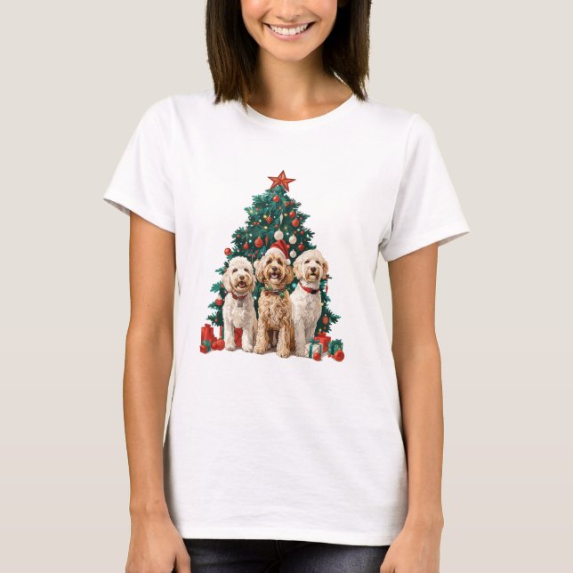 Jul Goldendoodle Hundar T Shirt (Framsida)