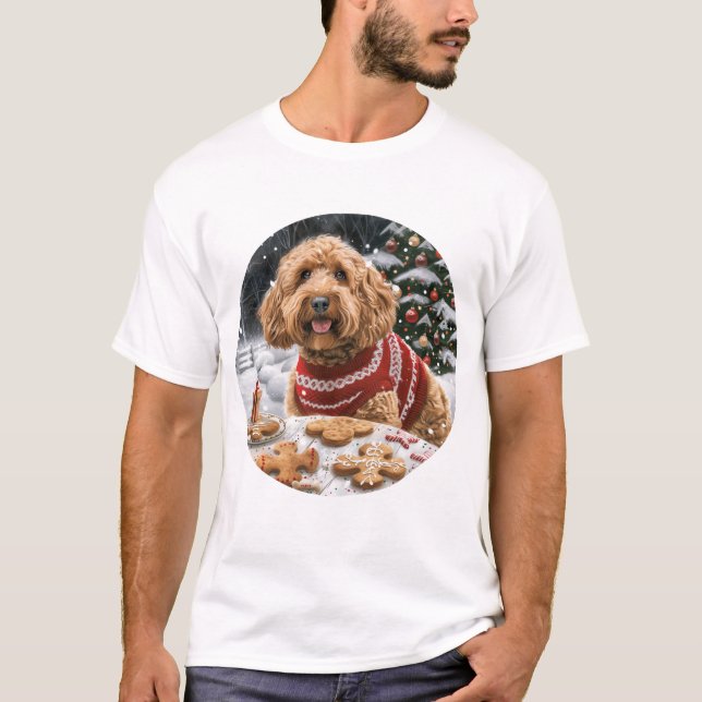 Jul Goldendoodle Hundar T Shirt (Framsida)
