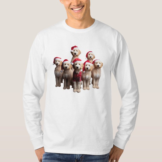 Jul Goldendoodle, Julafton Labour Hund T Shirt (Framsida)