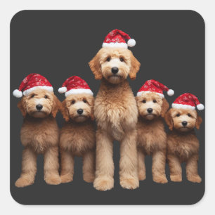 Jul Goldendoodle, Julafton Labradoodle Crew Fyrkantigt Klistermärke