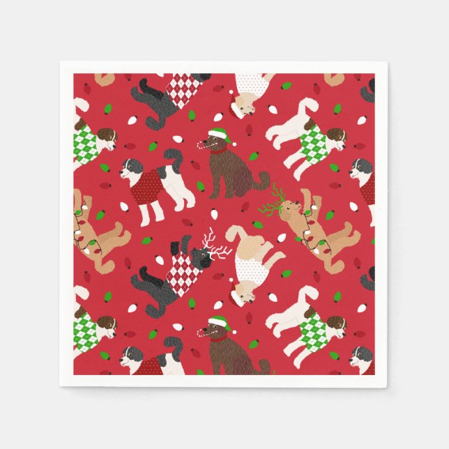 Jul Goldendoodle Labradoodle Napkins Pappersservett (Framsidan)