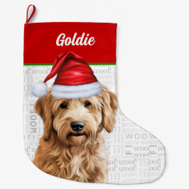 Jul Goldendoodle med Hund Namn Stor Julstrumpa