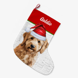Jul Goldendoodle med Hund Namn Stor Julstrumpa
