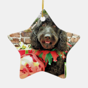 Jul - GoldenDoodle - pärlemorfärg sylt Julgransprydnad Keramik
