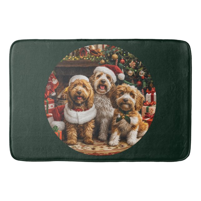 Jul Goldendoodle Puppy Hundar Badrumsmatta (Framsidan)