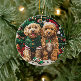 Jul Goldendoodle Puppy Hundar Julgransprydnad Keramik