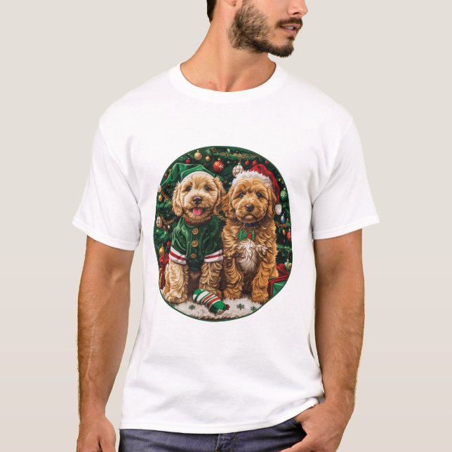 Jul Goldendoodle Puppy Hundar T Shirt (Framsida)