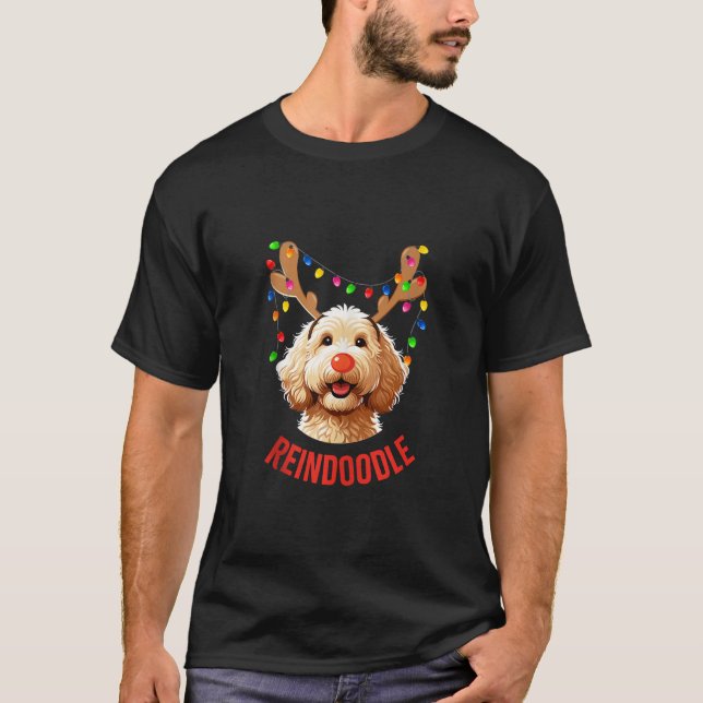 Jul Goldendoodle Reindeer Doodle Hund Reindoo T Shirt (Framsida)