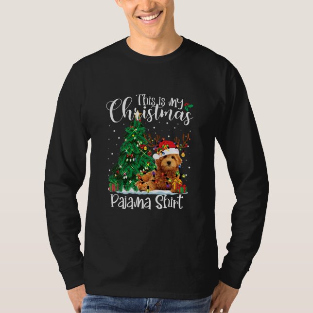 Jul Goldendoodle Reindeer Funny Pajama Hund T Shirt (Framsida)