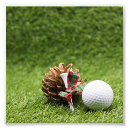 Jul Golf boll och gräs kona för golfer Fototryck