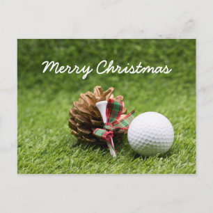 Jul Golf boll och gräs kona för golfer Vykort