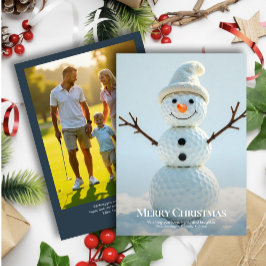 Jul Golf Boll Snögubbe ・ Familjefoto i marinen Julkort