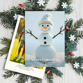 Jul Golf Boll Snögubbe ・ Familjefoto Julkort