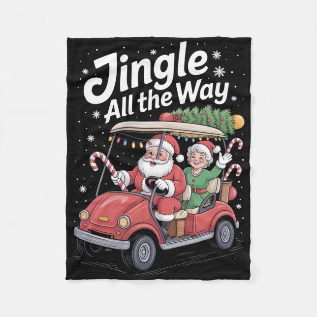 Jul Golf Cart Parad Santa och St Nick Fleecefilt (Framsidan)