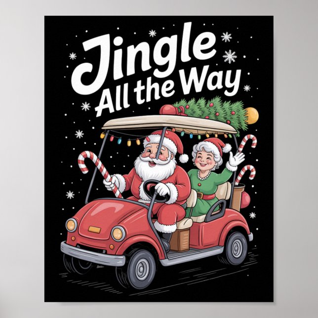 Jul Golf Cart Parad Santa och St Nick Poster (Framsidan)