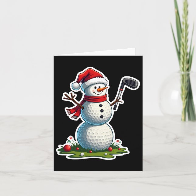Jul Golf Snögubbe Santa Hat Funny Golf Älskare Kort (Framsida)