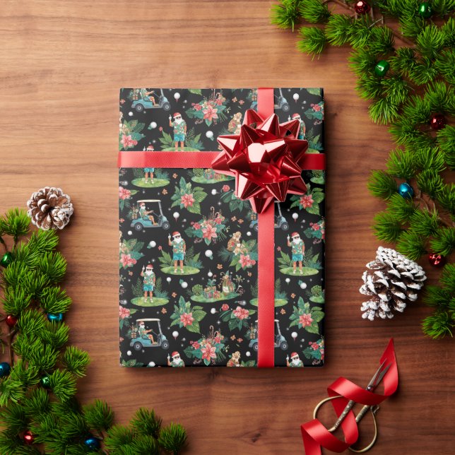 Jul Golf Sommar Tomte Vattenfärg Mönster  Presentpapper (Julgåva)