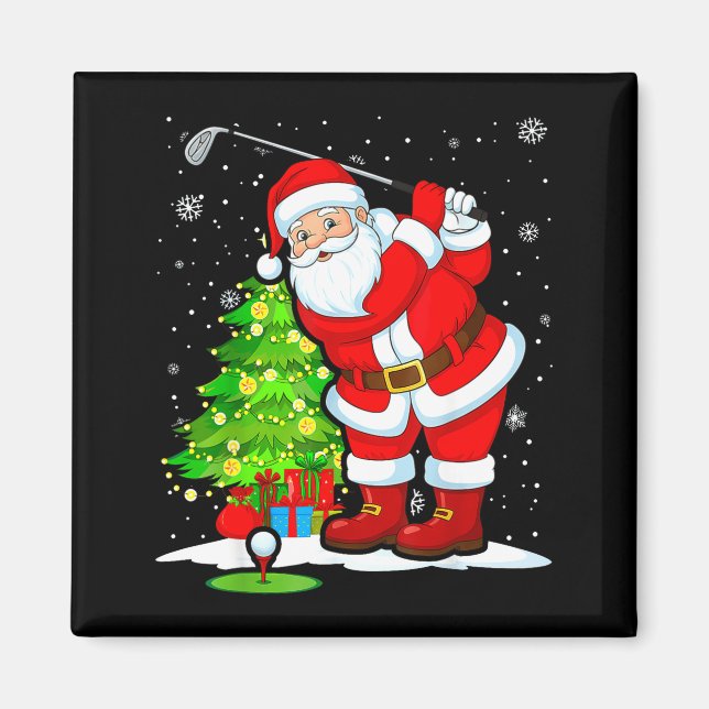 Jul Golf Tomte Golfare Xmas Roligt Jul G Magnet (Framsidan)