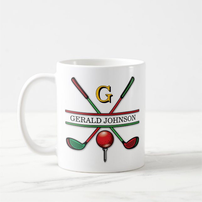 Jul Golfer Monogram Design Kaffemugg (Vänster)
