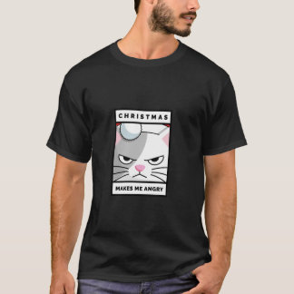 Jul Gör mig Arg Arg Katt med Santa Hat T Shirt