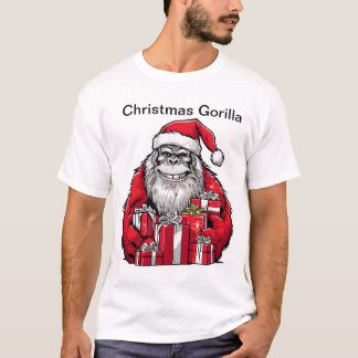 Jul Gorilla Wearing Santa Hat. T Shirt